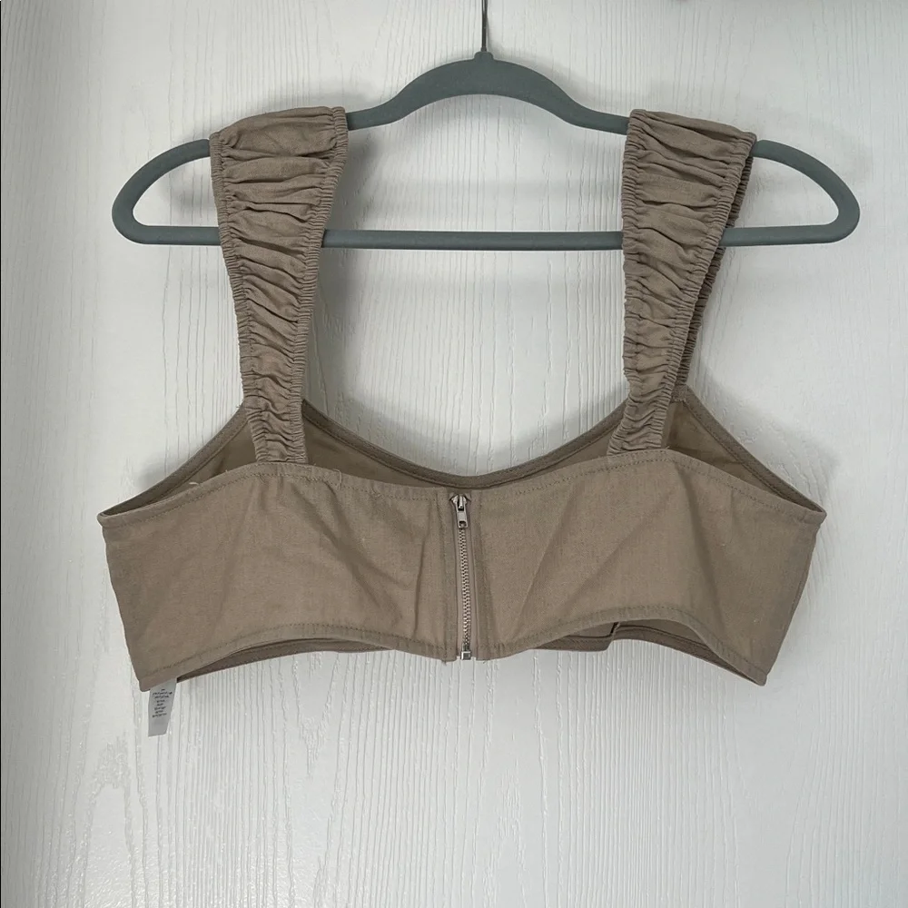 Pretty Little Thing Maternity Stone Linen-look Crop Top & Skirt - Picture 3 of 5